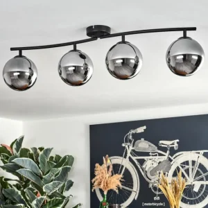 hofstein Gastor Plafonnier Chrome, Fumé, 4 lumières* Lampes Modernes