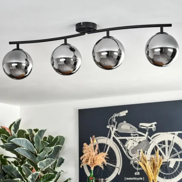 hofstein Gastor Plafonnier Chrome, Fumé, 4 lumières* Lampes Modernes