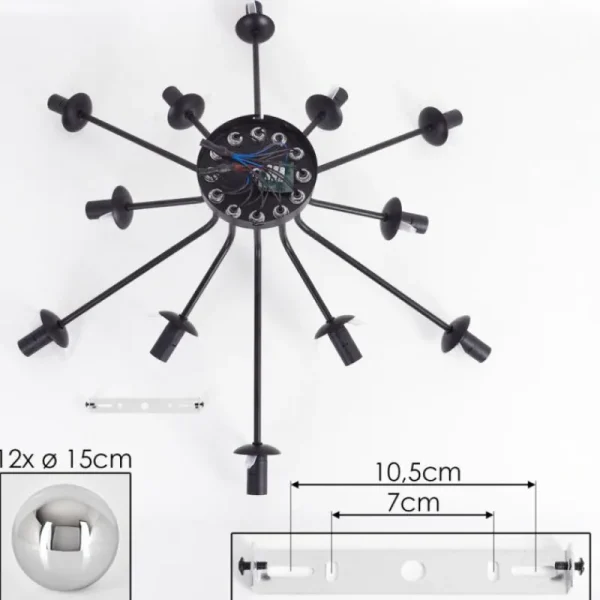 hofstein Gastor Plafonnier Chrome, Fumé, 12 lumières* Lampes Modernes