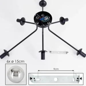 hofstein Gastor Plafonnier Chrome, Fumé, 6 lumières* Lampes Modernes