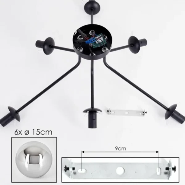 hofstein Gastor Plafonnier Chrome, Fumé, 6 lumières* Lampes Modernes
