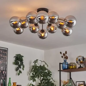 hofstein Gastor Plafonnier Chrome, Fumé, 12 lumières* Lampes Modernes