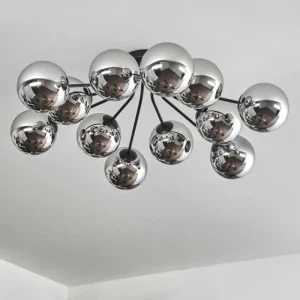 hofstein Gastor Plafonnier Chrome, Fumé, 12 lumières* Lampes Modernes