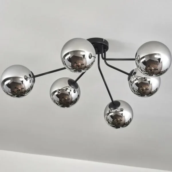 hofstein Gastor Plafonnier Chrome, Fumé, 6 lumières* Lampes Modernes