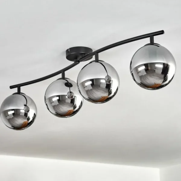 hofstein Gastor Plafonnier Chrome, Fumé, 4 lumières* Lampes Modernes