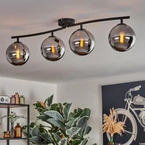 hofstein Gastor Plafonnier Chrome, Fumé, 4 lumières* Lampes Modernes