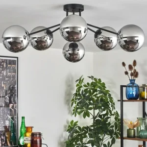 hofstein Gastor Plafonnier Chrome, Fumé, 6 lumières* Lampes Modernes