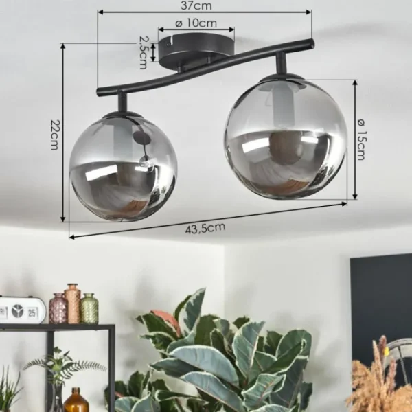 hofstein Gastor Plafonnier Fumé, 2 lumières* Lampes Modernes