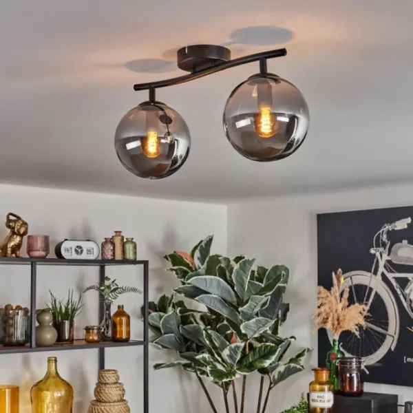 hofstein Gastor Plafonnier Fumé, 2 lumières* Lampes Modernes