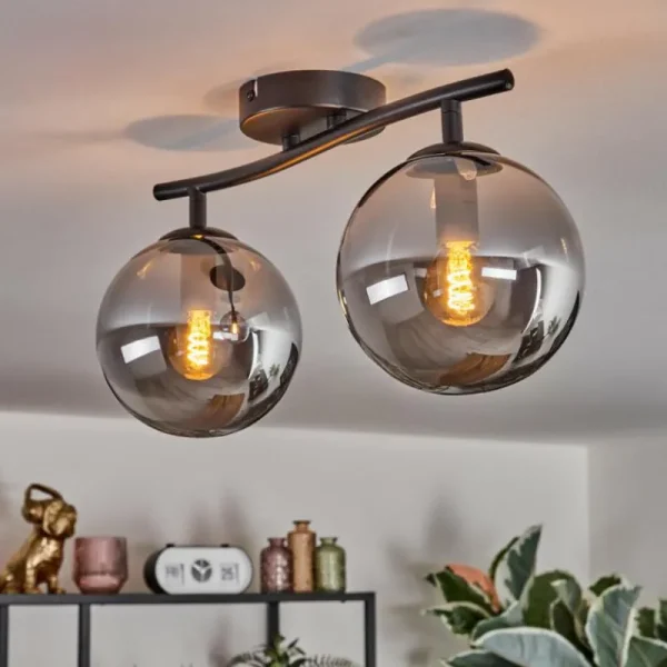 hofstein Gastor Plafonnier Fumé, 2 lumières* Lampes Modernes