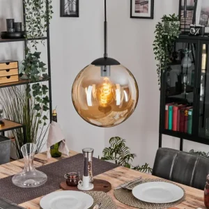 hofstein Gastor Suspension, Boule lumineuse Ambre, 1 lumière* Lampes En Verre