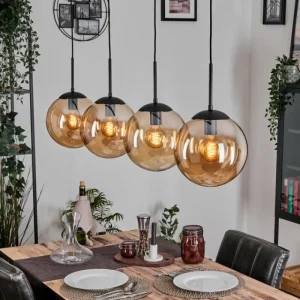 hofstein Gastor Suspension, Boule lumineuse, Suspension Ambre, 4 lumières* Lampes En Verre