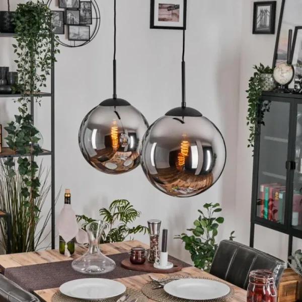 hofstein Gastor Suspension, Boule lumineuse, Suspension Noir, 2 lumières* Lampes Modernes