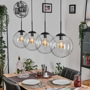 hofstein Gastor Suspension, Boule lumineuse, Suspension Clair, 4 lumières* Lampes En Verre