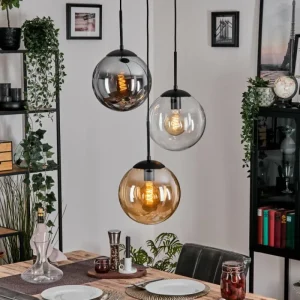 hofstein Gastor Suspension, Boule lumineuse Ambre, Clair, Fumé, 3 lumières* Lampes Modernes