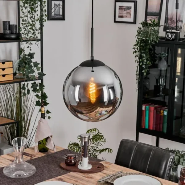 hofstein Gastor Suspension, Boule lumineuse 30 cm Fumé, 1 lumière* Lampes Modernes