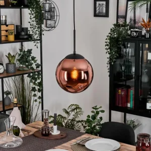 hofstein Gastor Suspension, Boule lumineuse, Suspension Cuivré, 1 lumière* Lampes En Verre