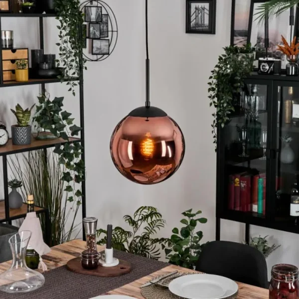 hofstein Gastor Suspension, Boule lumineuse, Suspension Cuivré, 1 lumière* Lampes En Verre