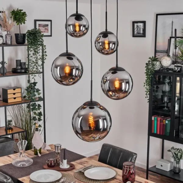 hofstein Gastor Suspension, Boule lumineuse 45 cm Noir, 5 lumières* Lampes Modernes