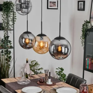 hofstein Gastor Suspension, Boule lumineuse, Suspension Ambre, Fumé, 3 lumières* Lampes Modernes