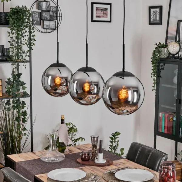 hofstein Gastor Suspension, Boule lumineuse Noir, 3 lumières* Lampes Modernes