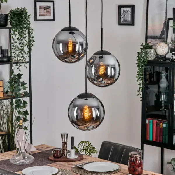 hofstein Gastor Suspension, Boule lumineuse 30 cm Fumé, 3 lumières* Lampes Modernes