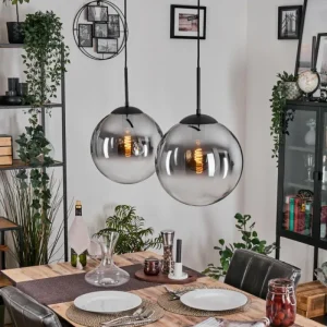 hofstein Gastor Suspension, Boule lumineuse Noir, 2 lumières* Lampes Modernes
