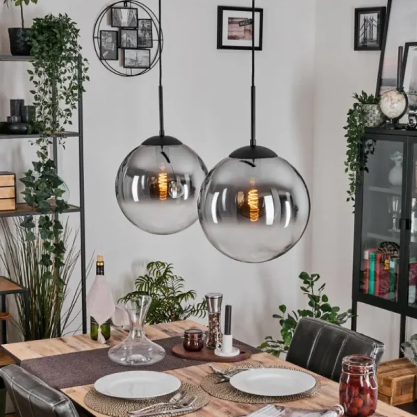 hofstein Gastor Suspension, Boule lumineuse Noir, 2 lumières* Lampes Modernes