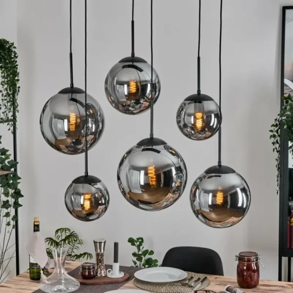 hofstein Gastor Suspension, Boule lumineuse, Suspension Fumé, 6 lumières* Lampes Modernes