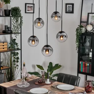 hofstein Gastor Suspension, Boule lumineuse, Suspension Clair, Fumé, 5 lumières* Lampes Modernes