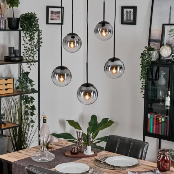 hofstein Gastor Suspension, Boule lumineuse, Suspension Clair, Fumé, 5 lumières* Lampes Modernes