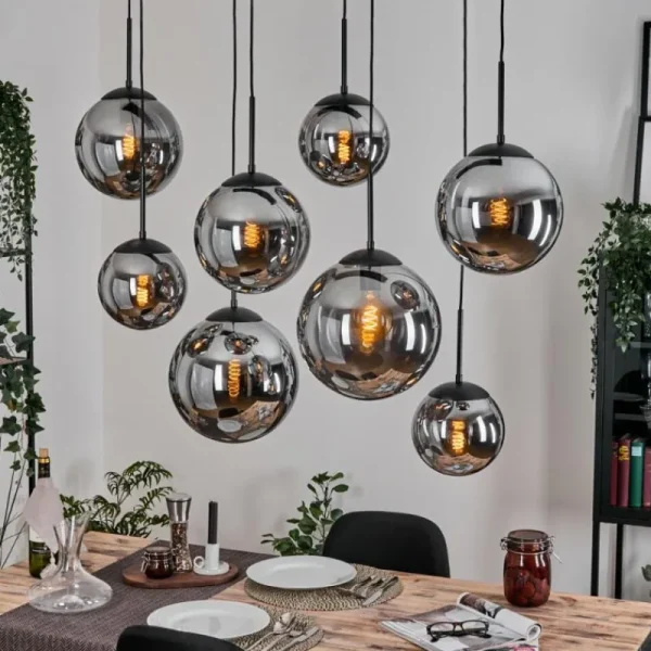 hofstein Gastor Suspension, Boule lumineuse, Suspension Fumé, 8 lumières* Lampes Modernes