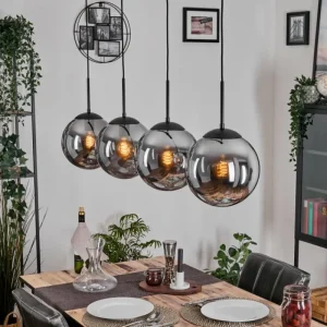 hofstein Gastor Suspension, Boule lumineuse, Suspension Fumé, 4 lumières* Lampes Modernes