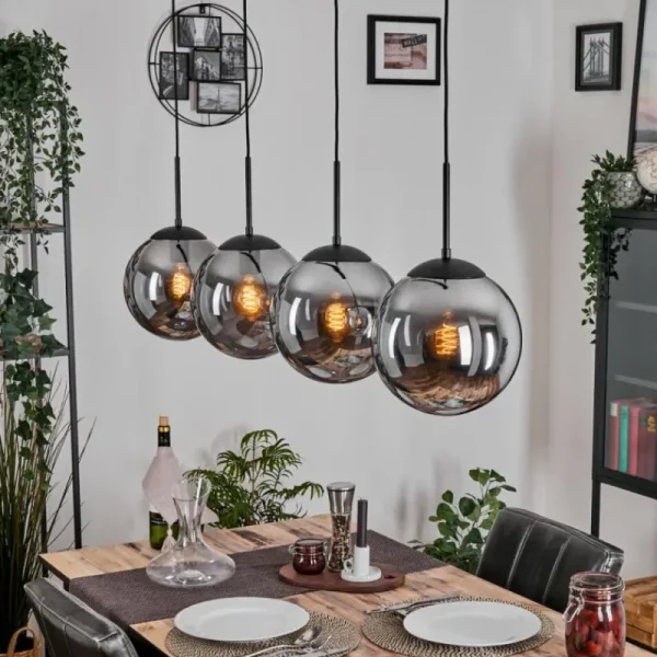 hofstein Gastor Suspension, Boule lumineuse, Suspension Fumé, 4 lumières* Lampes Modernes