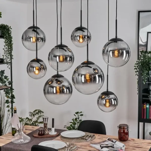 hofstein Gastor Suspension, Boule lumineuse, Suspension Clair, Fumé, 8 lumières* Lampes Modernes