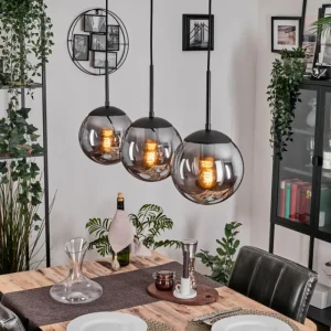 hofstein Gastor Suspension, Boule lumineuse Clair, Fumé, 3 lumières* Lampes Modernes