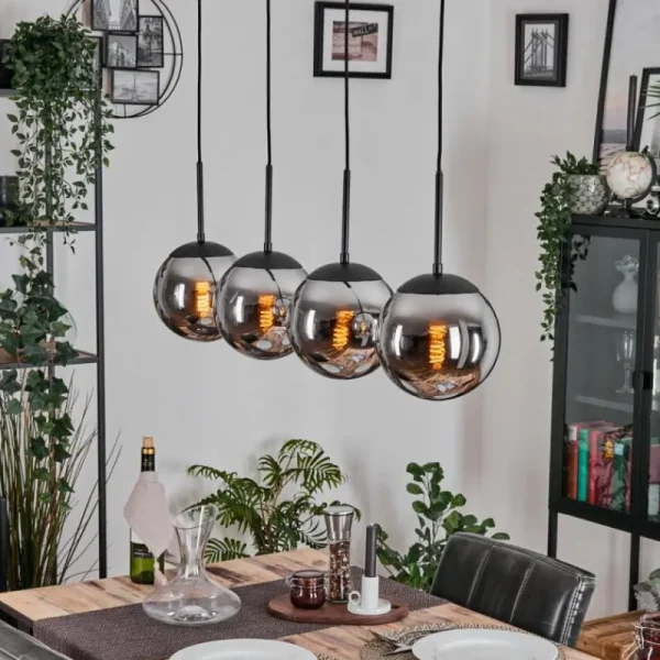 hofstein Gastor Suspension, Boule lumineuse, Suspension Chrome, Fumé, 4 lumières* Lampes Modernes