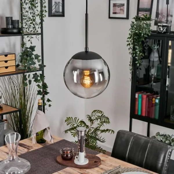 hofstein Gastor Suspension, Boule lumineuse Clair, Fumé, 1 lumière* Lampes Modernes