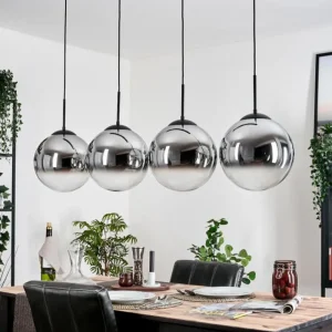 hofstein Gastor Suspension, Boule lumineuse, Suspension Chrome, Clair, Fumé, 4 lumières* Lampes Modernes