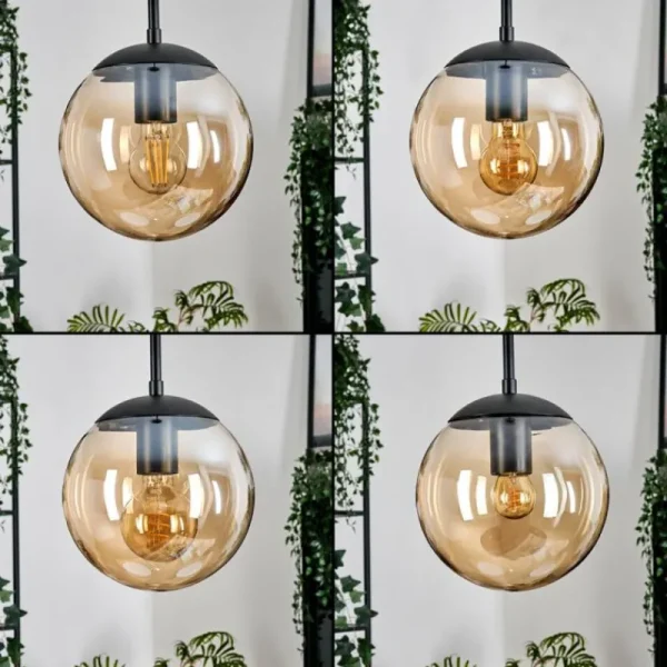 hofstein Gastor Suspension, Boule lumineuse 30 cm Ambre, 3 lumières* Lampes En Verre