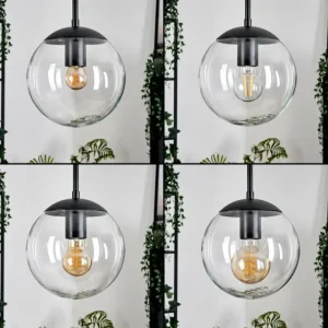 hofstein Gastor Suspension, Boule lumineuse 30 cm Clair, 3 lumières* Lampes En Verre