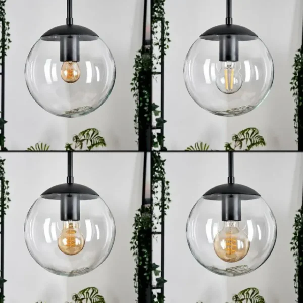 hofstein Gastor Suspension, Boule lumineuse 30 cm Clair, 3 lumières* Lampes En Verre