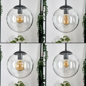 hofstein Gastor Suspension, Boule lumineuse, Suspension Clair, 4 lumières* Lampes En Verre