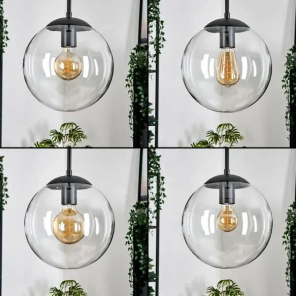 hofstein Gastor Suspension, Boule lumineuse, Suspension Clair, 4 lumières* Lampes En Verre