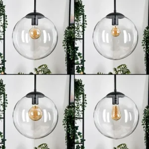hofstein Gastor Suspension, Boule lumineuse, Suspension Clair, 4 lumières* Lampes En Verre