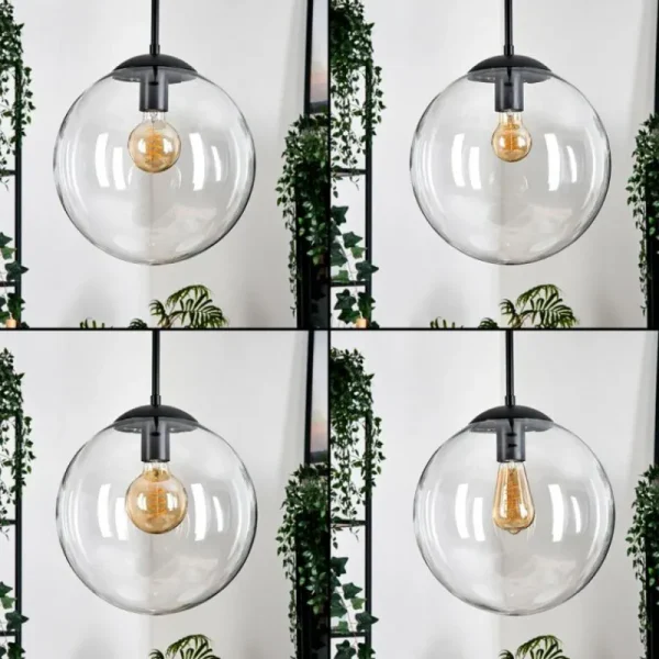hofstein Gastor Suspension, Boule lumineuse, Suspension Clair, 4 lumières* Lampes En Verre