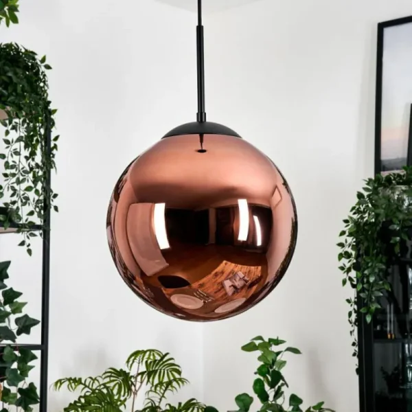hofstein Gastor Suspension, Boule lumineuse, Suspension Cuivré, 1 lumière* Lampes En Verre