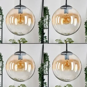 hofstein Gastor Suspension, Boule lumineuse Noir, 2 lumières* Lampes En Verre