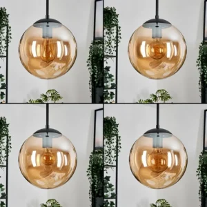 hofstein Gastor Suspension, Boule lumineuse 25 cm Ambre, 1 lumière* Lampes En Verre