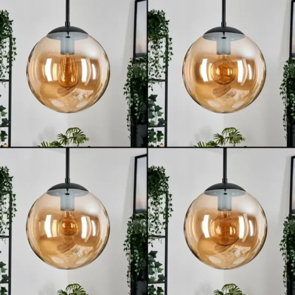 hofstein Gastor Suspension, Boule lumineuse 25 cm Ambre, 1 lumière* Lampes En Verre